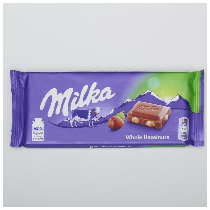 Шоколадная плитка Milka Hazelnuts / Милка с цельным фундуком 100гр (Германия) - фотография № 6