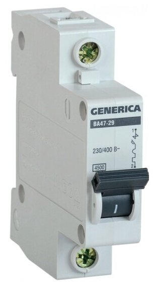 Автоматический выключатель Generica 1п C 32А 4.5кА ВА47-29, MVA25-1-032-C