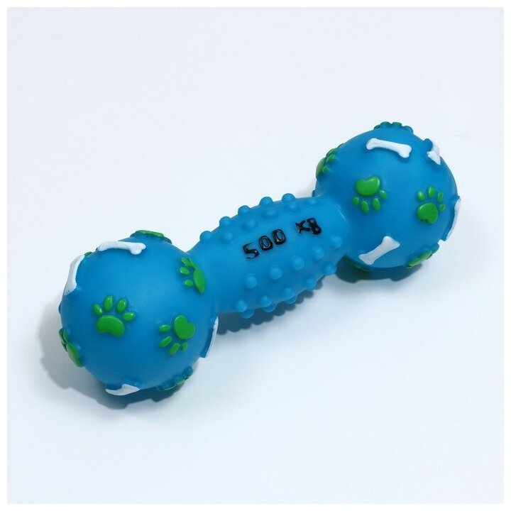 Игрушка пищащая "Гантель 500 kg", 17,5 см, голубая - фотография № 1