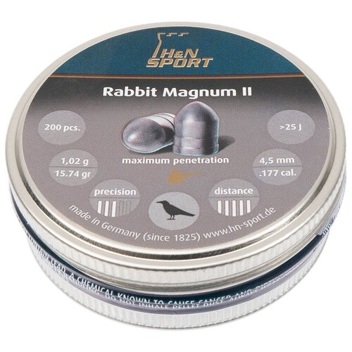 Пульки HN Rabbit Magnum II 4,5 мм (200 шт) PB393 H&N PB393 пульки hn grizzly 6 35 мм 150 шт pb409 h