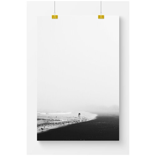 Постер на стену для интерьера Postermarkt Черно белый берег, размер 70х100 см, постеры картины для интерьера в тубусе