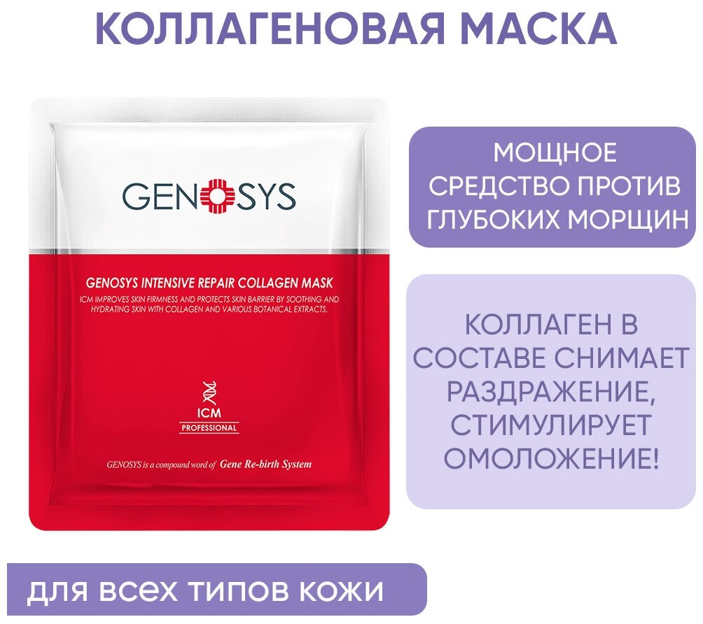 Genosys Коллагеновая маска 1 шт | INTENSIVE REPAIR COLLAGEN MASK