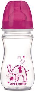 Canpol Babies бутылочка PP EasyStart с широким горлышком антиколиковая, 240 мл, 3+ Colourful animals, цвет: красный