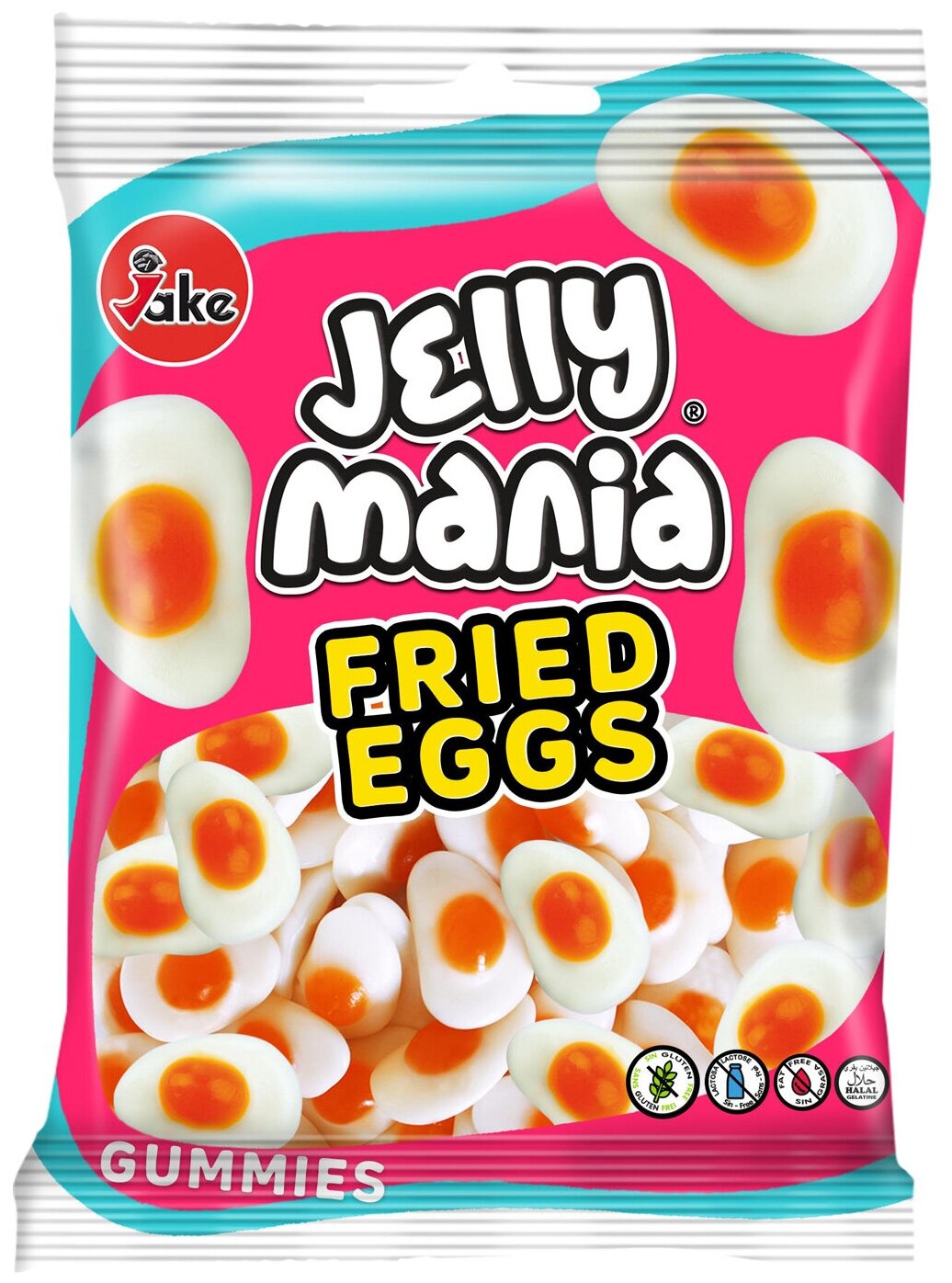 Мармелад жевательный JAKE Fried Eggs / Джейк Яичница Halal 100гр (испания) - фотография № 1