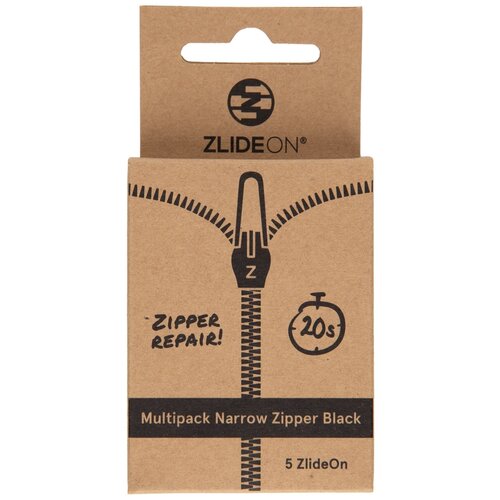 набор из 5 бегунков для молний zlideon multipack metal Набор из 5 бегунков для молний ZlideOn Multipack Narrow Zipper (Black)