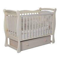 Детская кроватка для новорожденных Антел Джулия 1 с универсальным маятником (поперечный/продольный), ящиком, съемной стенкой, цвет слоновая кость