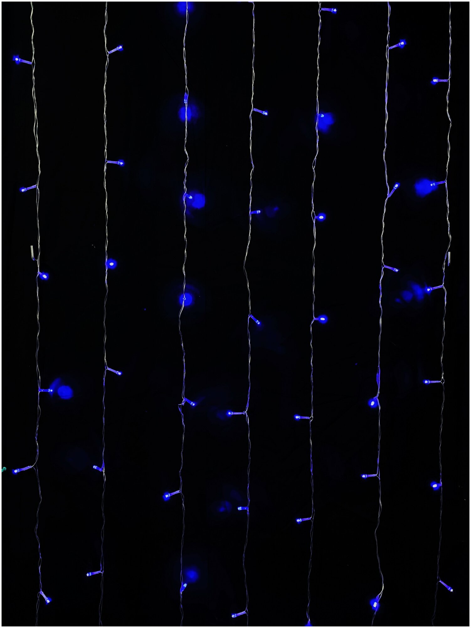 Гирлянда занавес штора на окно, стену, 1,5м*1,5м, синяя, новогодняя, светодиодная