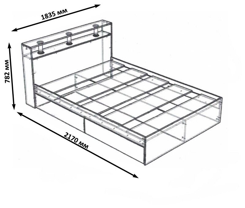 Кровать Камелия 1800, цвет дуб сонома, ШхГхВ 183,5х217х78,2 см, спальное место 1800х2000 мм, без матраса, основание есть