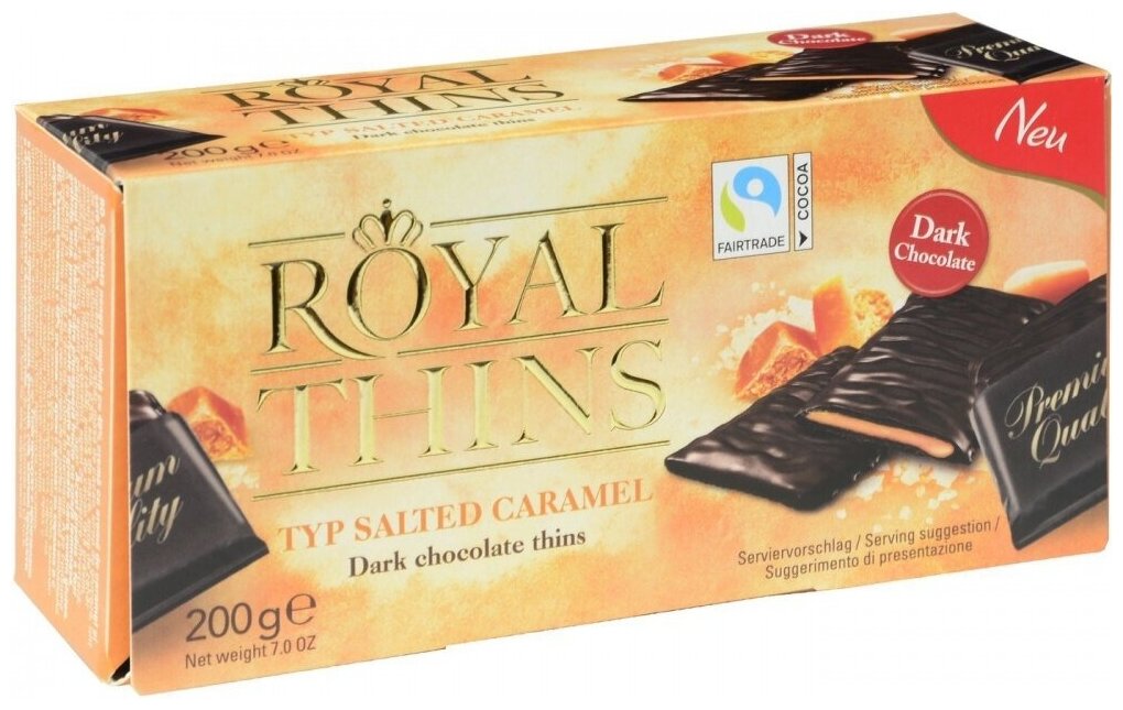 Шоколад Royal Thins Caramel & Sea Salt с солёной карамелью, 200 г - фотография № 2