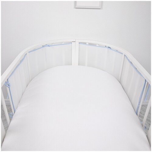 фото Бортики в детскую кроватку, 31х180 сетка голубой/ на круглую кроватку; на овальную кроватку/ бортики в кроватку для новорожденных/бортики в кроватку/бортик на кровать защитный baby nice