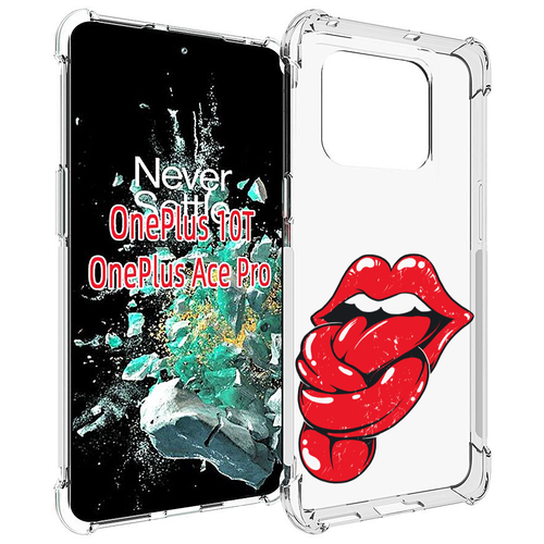 Чехол MyPads яркие губы с языком для OnePlus 10T задняя-панель-накладка-бампер
