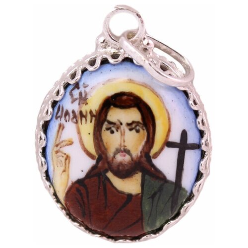 Икона нательная медь,серебрение,финифть,ручная работа Иоанн Предтеча