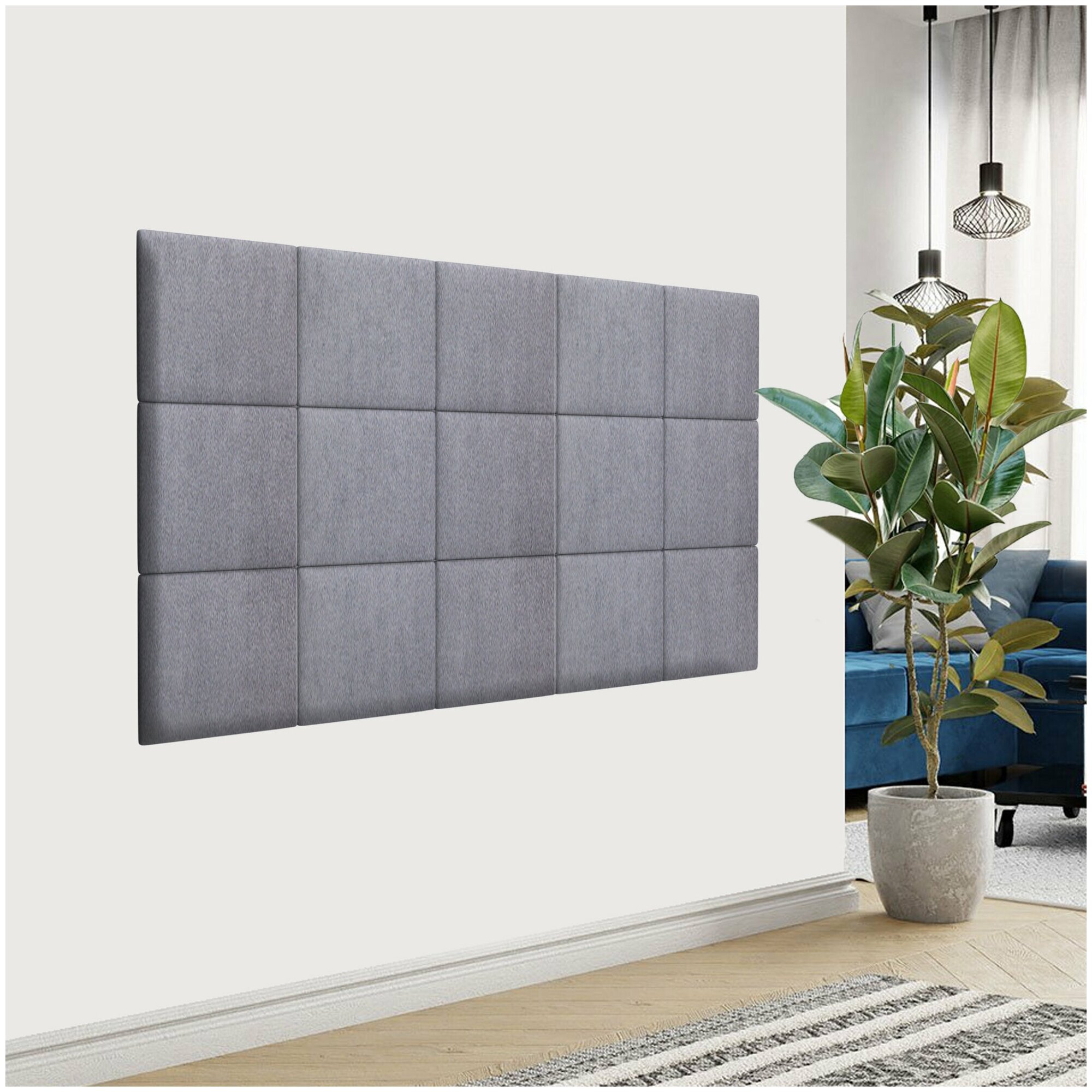 Стеновая панель Alcantara Gray 30х30 см 1 шт. - фотография № 1