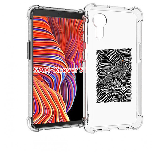 Чехол MyPads ворон в абстракции для Samsung Galaxy Xcover 5 задняя-панель-накладка-бампер