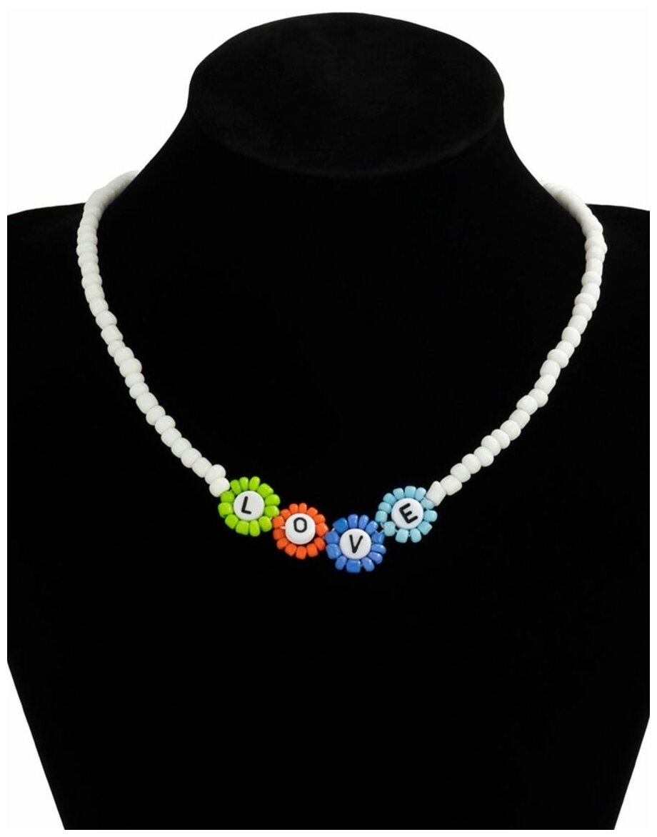 Чокер, бисер, длина 50 см, красный — фото 1