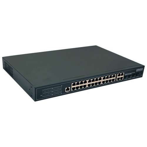 Коммутатор Управляемый L2 PoE коммутатор Gigabit Ethernet на 24 RJ45 PoE + 4 x GE Combo Uplink, до 30W на порт, суммарно до 400W коммутатор osnovo гигабитный l3 poe на 28 портов 24 10 100 1000 base t poe 4 10g sfp uplink poe на порт до 30w суммарно до 400w