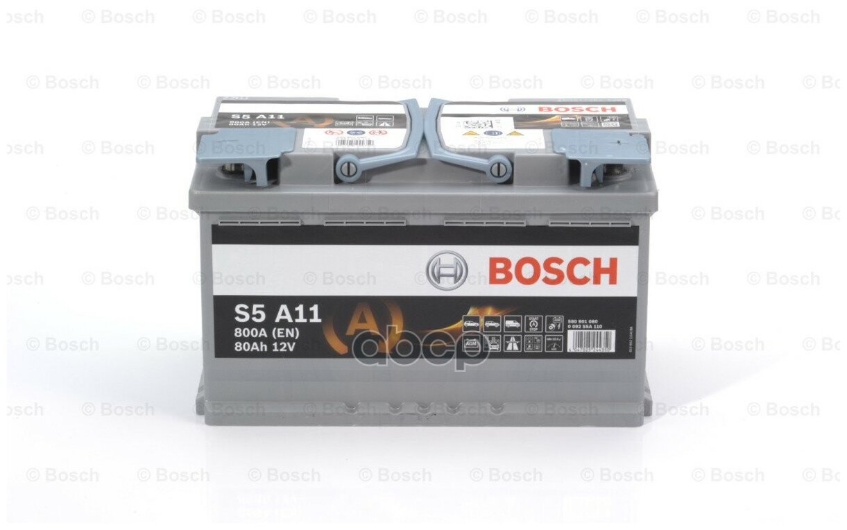 Аккумуляторная Батарея 80ah Bosch S5 Agm 12v 80ah 800a Etn 0(R+) B13 315x175x190mm 22.76kg Bosch арт. 0092S5A110