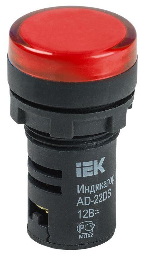 фото Лампа светосигнальная AD22DS d22мм 12В AC/DC красн. IEK BLS10-ADDS-012-K04