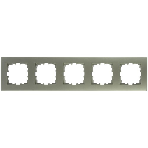 Рамка для розеток и выключателей Lexman Виктория плоская, 5 постов, цвет серебристый