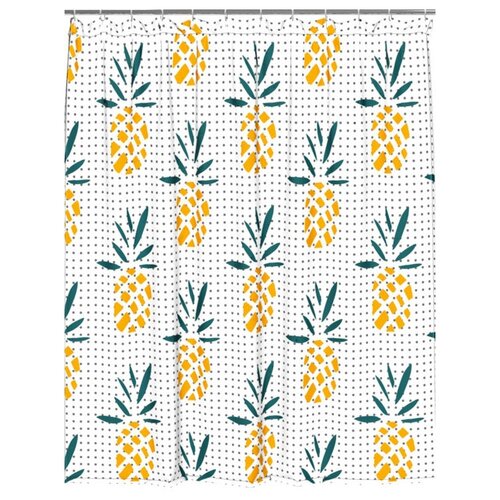 Занавеска для ванной VITARTA Pineapples 180x200см полиэстер белая