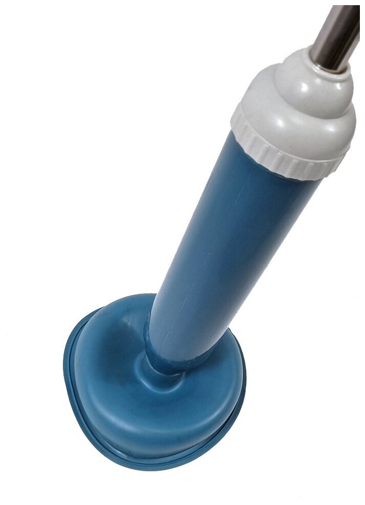 Вантуз вакуумный поршневой из резины, нержавеющей стали и пластика, Ø – 16 см, синий - фотография № 2