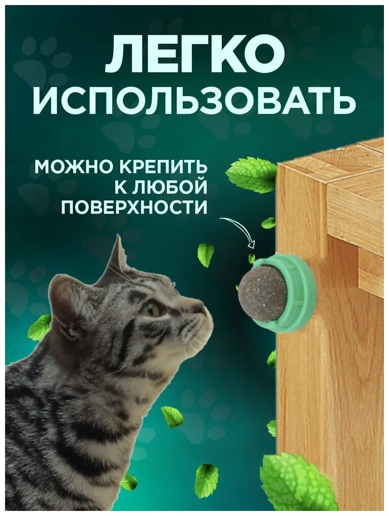 Кошачья мята, мятная игрушка для кошек и котов, шарик леденец, лакомство, конфета с кошачьей мятой, лакомство для кошки, для животных, 1шт - фотография № 5