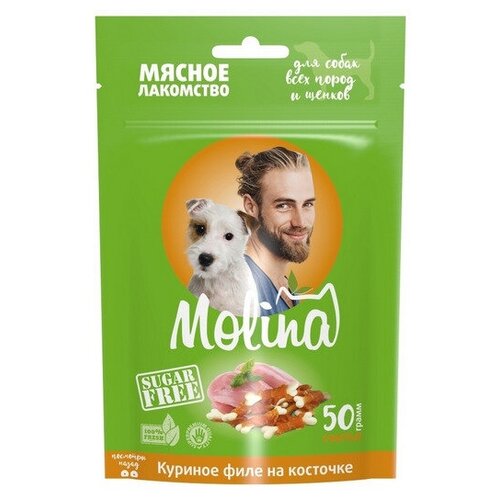 molina лакомство для кошек филе куриной грудки ведро 200 г 7728 0 2 кг 60819 2 шт Molina Лакомство для собак всех пород и щенков Куриное филе на косточке 4962 0,05 кг 60805 (2 шт)