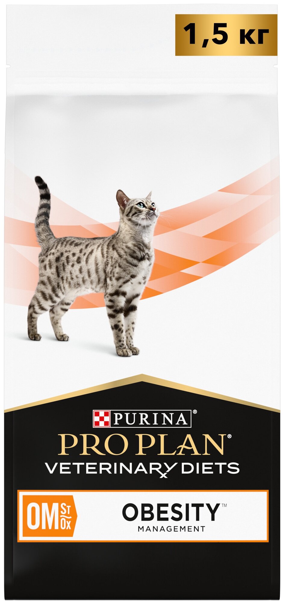 Сухой корм Pro Plan Veterinary diets OM корм для кошек при ожирении, Пакет, 1,5 кг