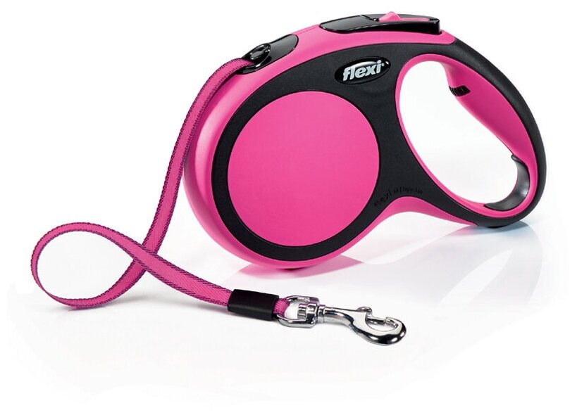 Flexi New Comfort M Рулетка для собак весом до 25кг длинна 5м с лентой розовая - фотография № 4