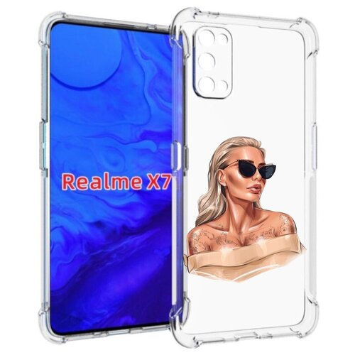 Чехол задняя-панель-накладка-бампер MyPads блондинка-в-очках женский для Realme X7