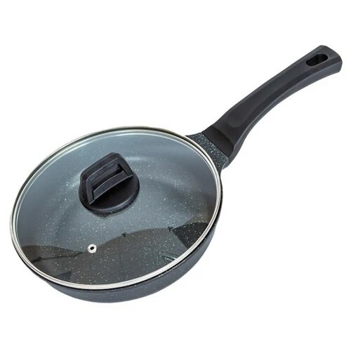 Сковорода с крышкой Fusion, многослойное антипригарное покрытие Space Hexagon, литой алюминий, коллекция Meteorite, 22 см