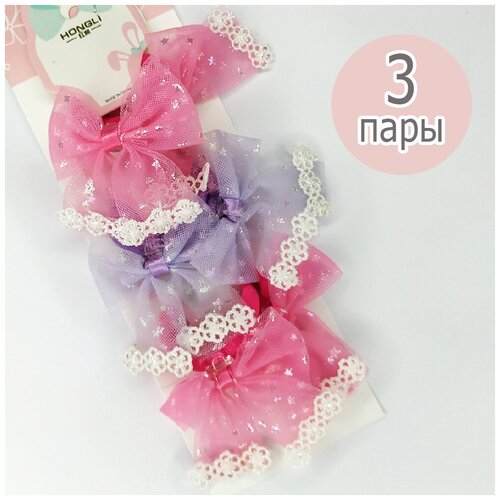 Резинки для волос с бантиком для девочек - 3 пары