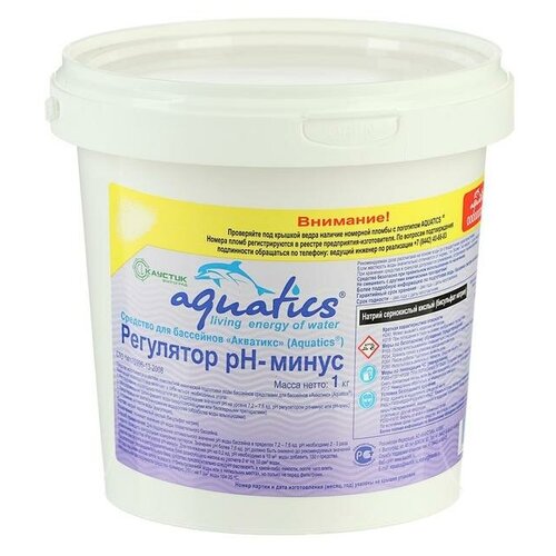 Регулятор pH Aquatics минус гранулы, 1 кг регулятор ph минус аквадача для гранулы 1 6 кг