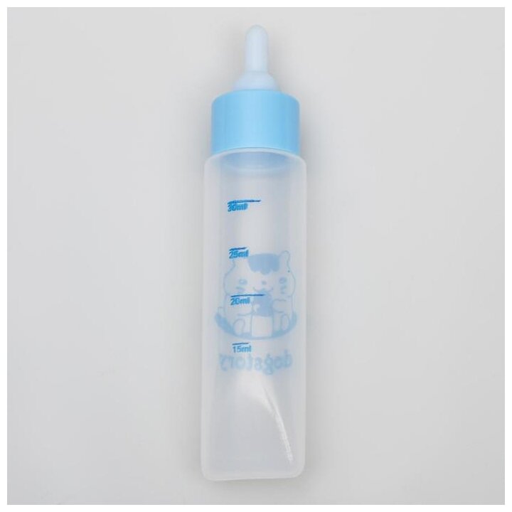 Бутылочка для вскармливания грызунов 30 мл с силиконовой соской (короткий носик), голубая - фотография № 3