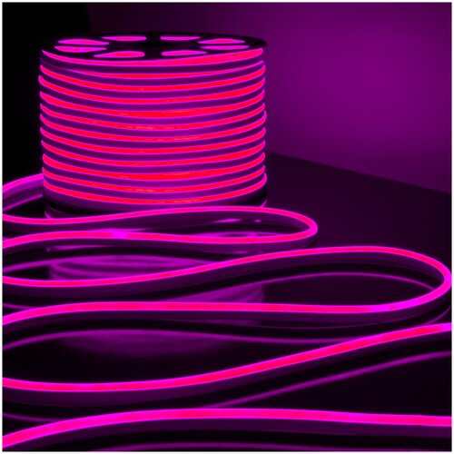 Неоновая лента URAlight 5м, 12В, IP65, 120 LED/m Гибкий неон розовый