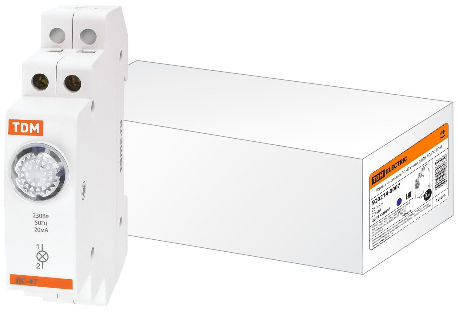 фото Лампа сигнальная ЛС-47 синяя (LED) AC/DC TDM, цена за 1 шт