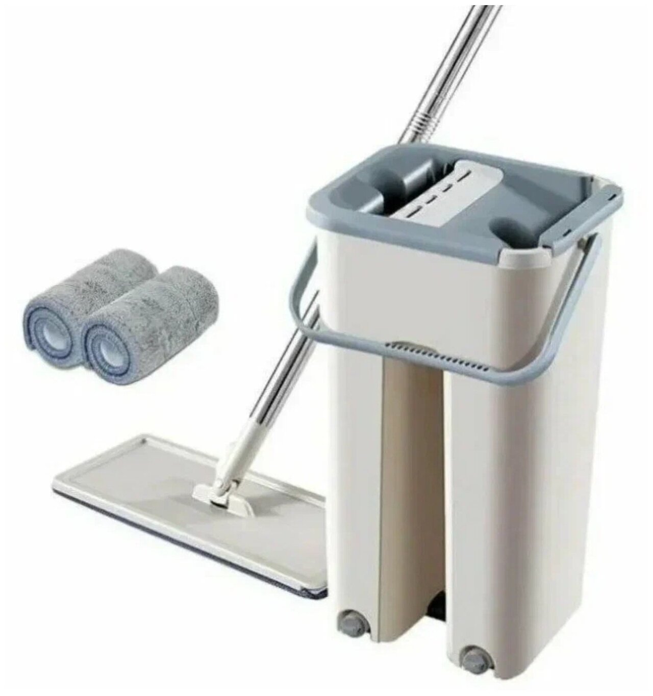 Scratch Cleaning Mop Комплект для уборки швабра и ведро с отжимом бежевый