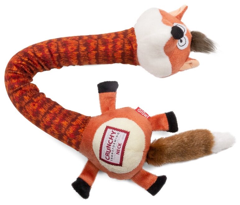 Gigwi игрушка для собак Лиса с хрустящей шеей и пищалкой 50см, серия CRUNCHY NECK