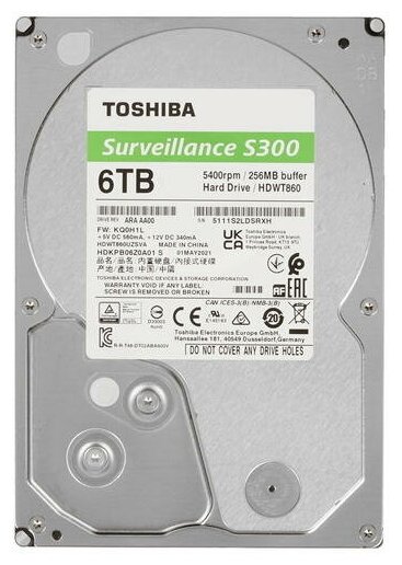 6TB Surveillance S300 (HDWT860UZSVA/HDKPB06Z0A01S) {SATA 60Gb/s 5400 rpm 256Mb buffer 35" для видеонаблюдения}