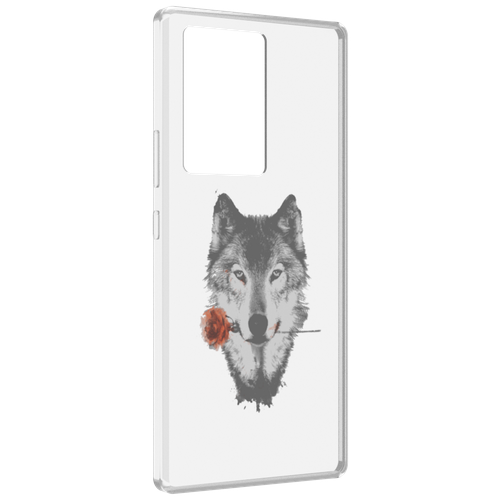 Чехол MyPads волк с розой для ZTE Nubia Z40 Pro задняя-панель-накладка-бампер