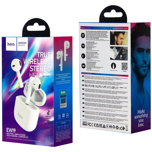 Гарнитура Bluetooth EW19 True Wireless Stereo Headset HOCO белая 98400₽