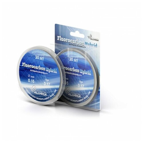 фото Allvega леска монофильная allvega "fluorocarbon hybrid" 30м 0,18мм, 3,83кг, флюорокарбон 65%