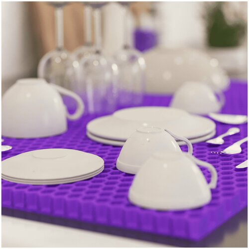 Коврик для сушки посуды ЭВА 60 см х 40 см Фиолетовый