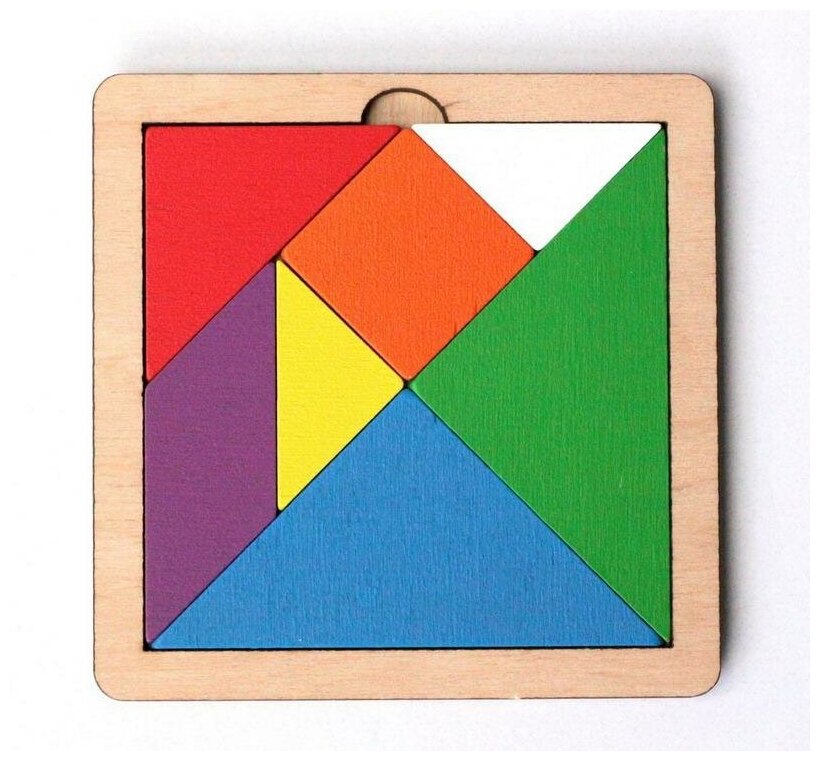 Игра головоломка деревянная "Танграм" (цветная, малая) Десятое Королевство 00786ДК