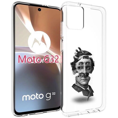 Чехол MyPads страшное лицо абстракция для Motorola Moto G32 задняя-панель-накладка-бампер