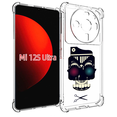 Чехол MyPads черно белый скелет с яркими глазами для Xiaomi 12S Ultra задняя-панель-накладка-бампер чехол mypads черно белые собачки для xiaomi 12s ultra задняя панель накладка бампер