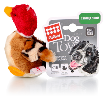 Игрушка для собак GIGWI Dog Toys Утка с пищалкой разноцветная (11 см)