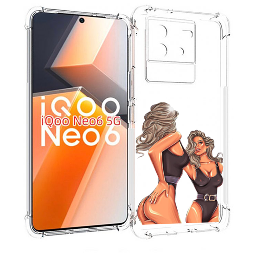 Чехол MyPads девушка-в-купальнике-черном женский для Vivo iQoo Neo 6 5G задняя-панель-накладка-бампер