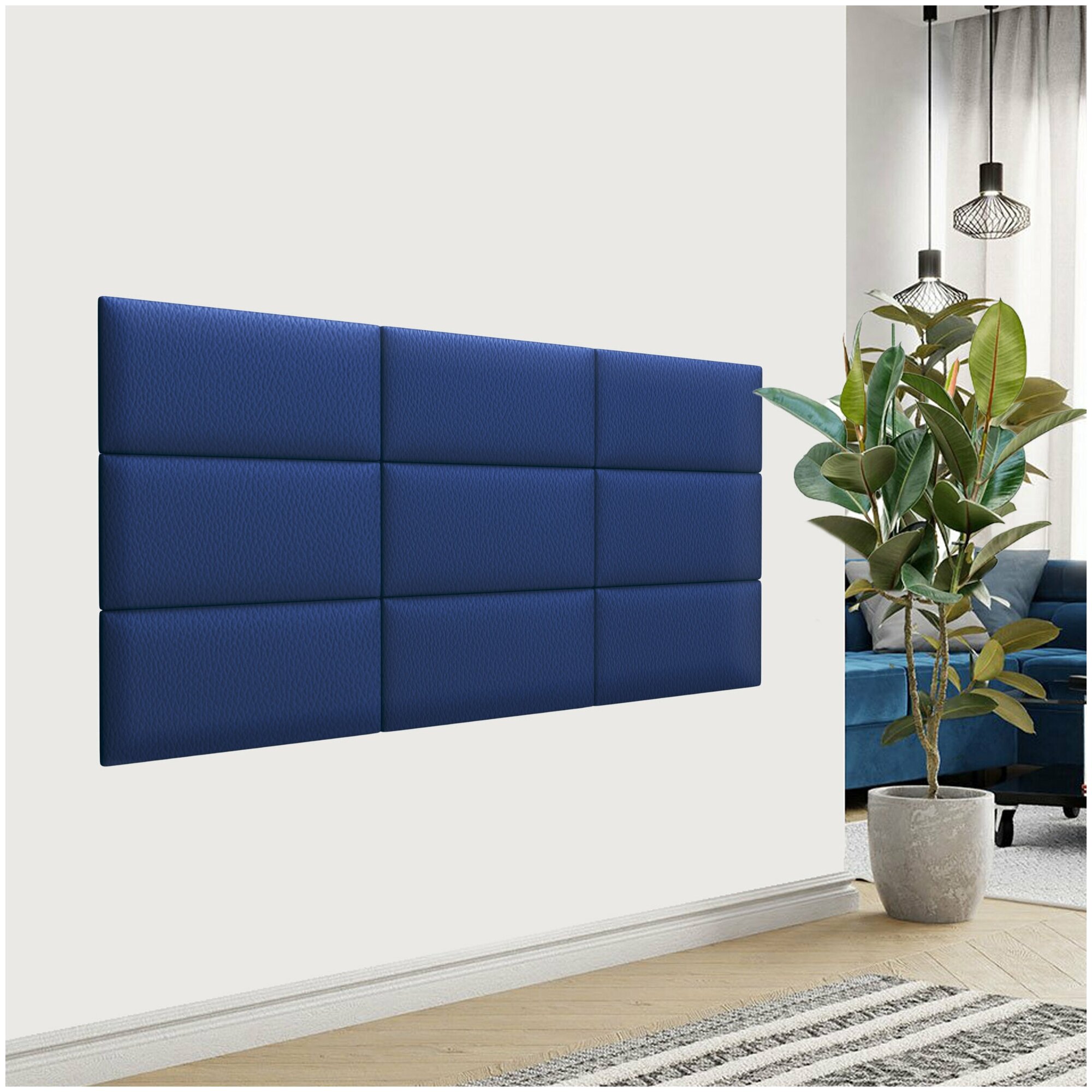 Стеновая панель Eco Leather Blue 30х60 см 4 шт.