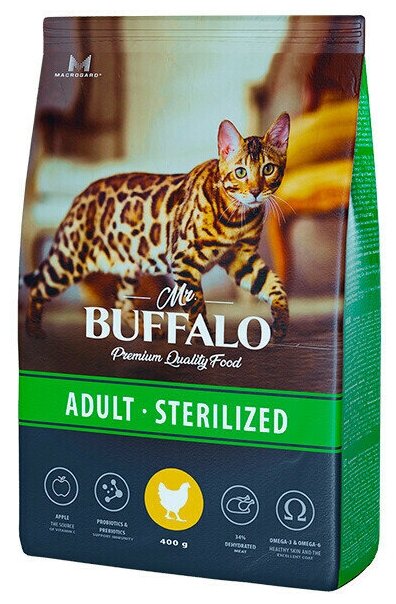 Сухой корм для стерилизованных кошек Mr.Buffalo Sterilized, с курицей, 400 г